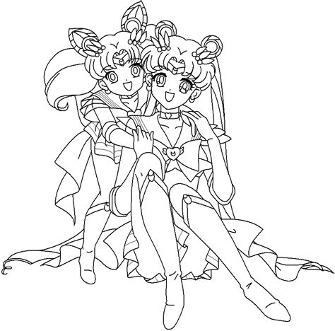 Sailor Moon And Chibi Moon Coloring Pages Clip Art Library