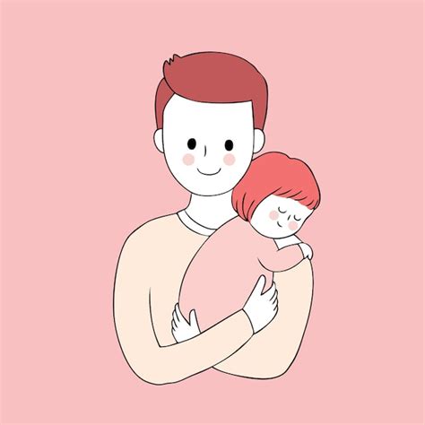 Dibujos Animados Lindo Padre E Hija Vector Vector Premium