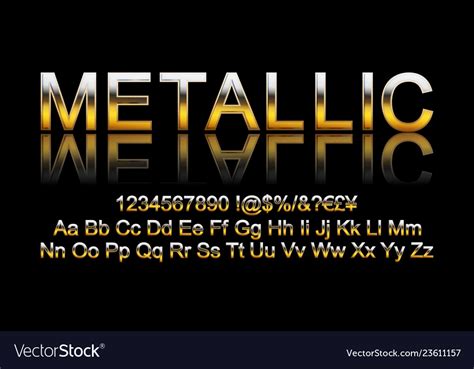 Metallic Gold Font Royalty Free Vector Image Vectorstock