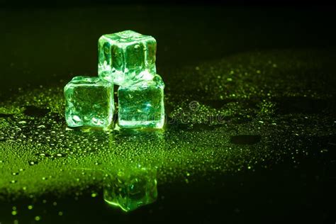 Green Ice Cubes On Black Background Stock Photo Image Of Background