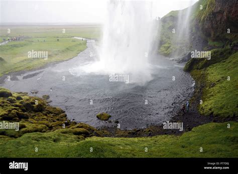 Seljalandsfoss Waterfall Pool In Iceland Stock Photo Alamy