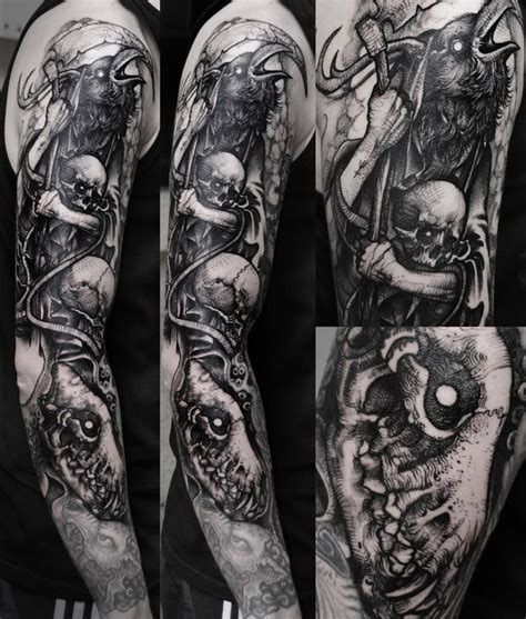 Grindesign Black Sleeve Tattoo Full Sleeve Tattoos Leg Tattoos Black Tattoos Body Art
