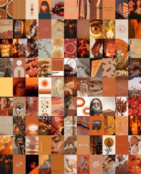 100 Pcs Rust Wall Collage Kit Burnt Orange Aesthetic Photo Etsy