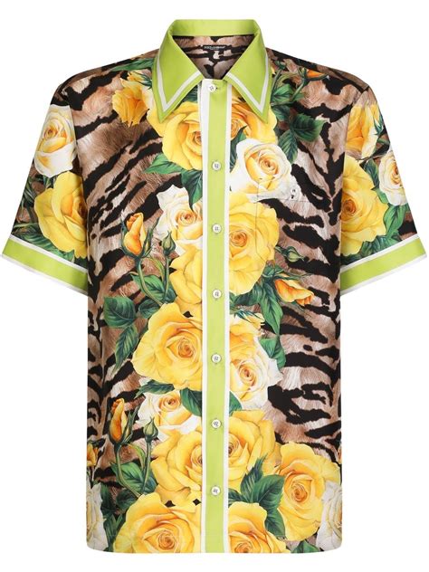 Dolce Gabbana Floral Tiger Print Shirt Farfetch