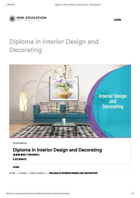 Diploma In Interior Design And Decorating One Education