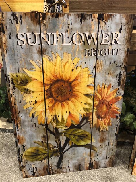 Colorful Sunflower Wooden Sign Wall Decor Sunflower Wall Decor