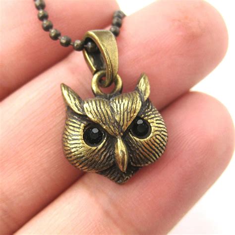Owl Bird Animal Charm Necklace In Brass Animal Jewelry Dotoly