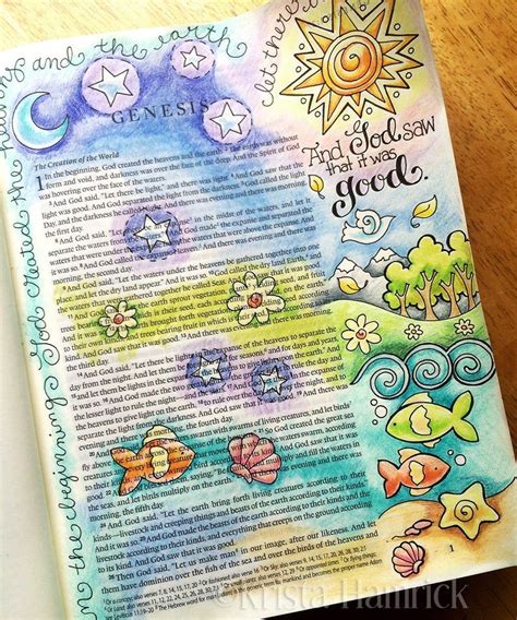In The Beginning Genesis 1 Bible Journaling Traceable Size 6x8 Etsy