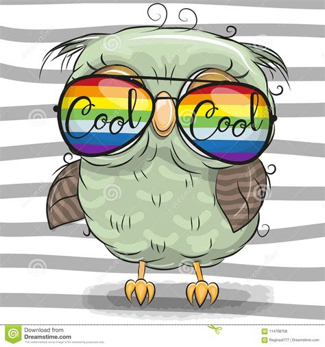 Cute Owl With Sun Glasses Stock Vector Illustration Of
