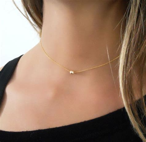 Minimal Gold Filled Ball Choker Necklace Fashion Necklace Silver