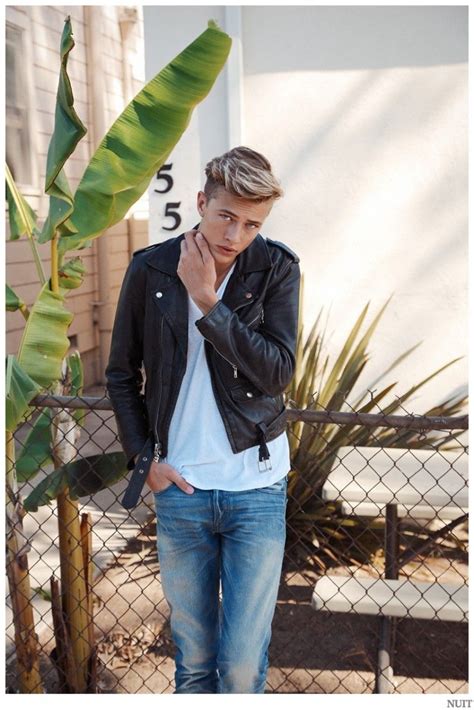Lucky Blue Channels 1950s Style In Denim And Leather Biker Jacket For