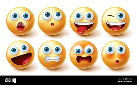 Conjunto De Vectores De Cara Emojis Colección De Iconos Emoji Aislada