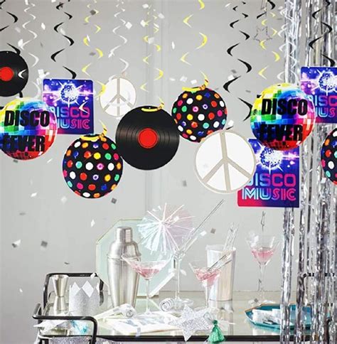 Laventy Disco Party Foil Hanging Swirl Decoration 70s