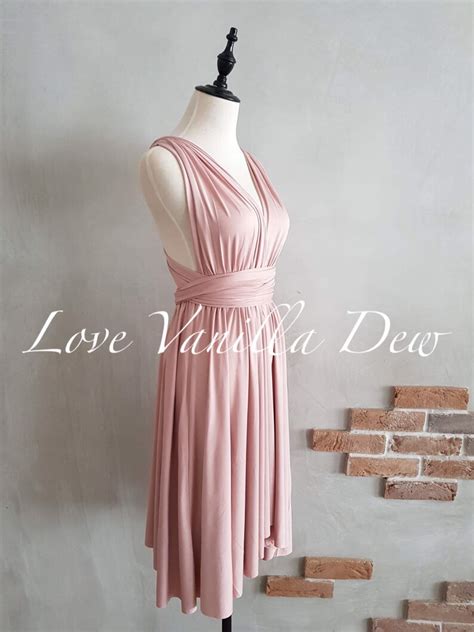 Bridesmaid Dress Infinity Dress Nude Pink Knee Length Wrap Etsy