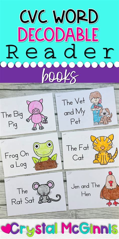 Cvc Word Decodable Reader Books For Kindergarten Or First Grade