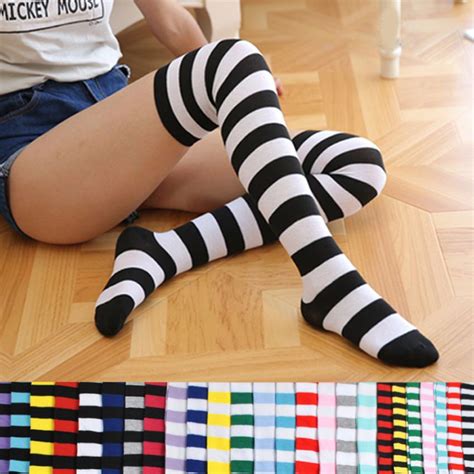 Womens Cotton Sexy Thigh High Over The Knee Socks Long Stockings For Ladies Buy Online At Low