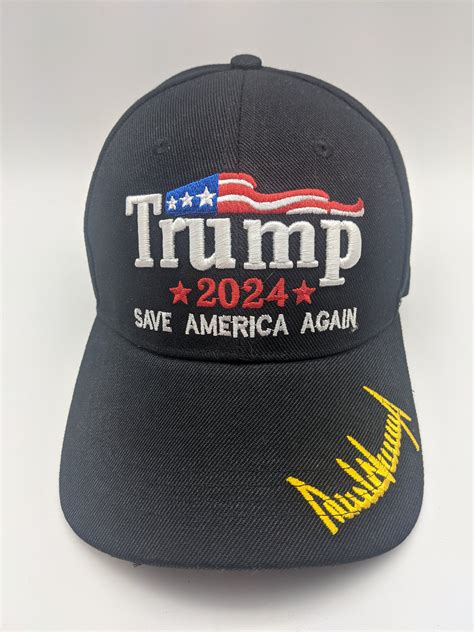 Trump 2024 Embroidered Hat Black Save America Again Etsy