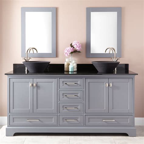 quen double vessel sink vanity gray double sink