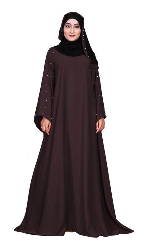 Justkartit Womens Party Wear Nida Plain Abaya Burka With Hijab Scarf