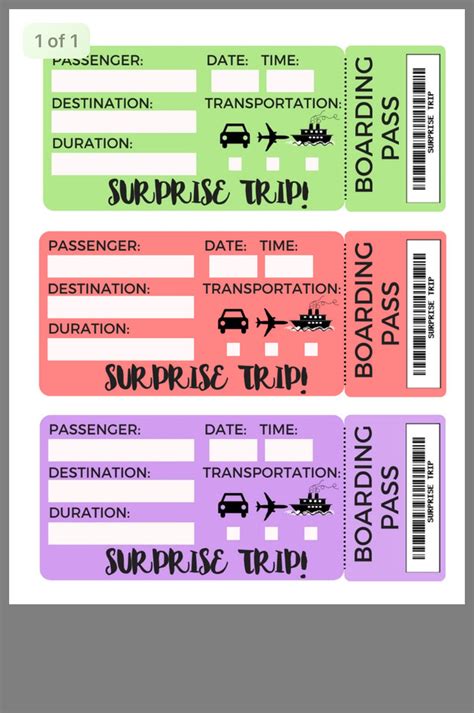 Printable Vacation Surprise Ticket Boarding Pass Pin By Wendy Blauser