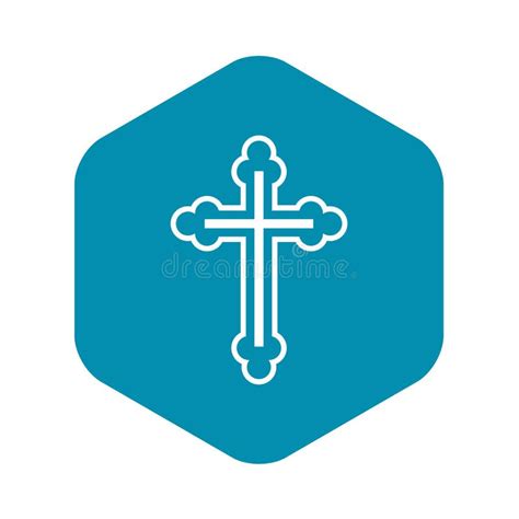 Crucifix Icon In Outline Style Stock Illustration Illustration Of