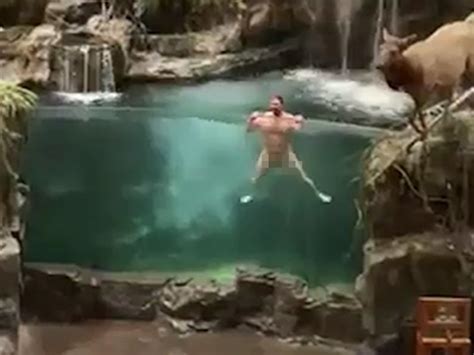 Man Streaks Naked Does Cannonball Into Bass Pro Pond During Erratic