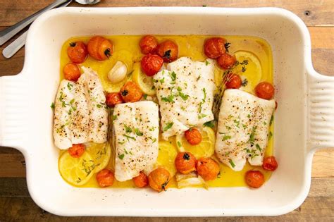 Lemony Baked Cod Roast Tomatoes Seafood Heaven Recipe Cod Fish