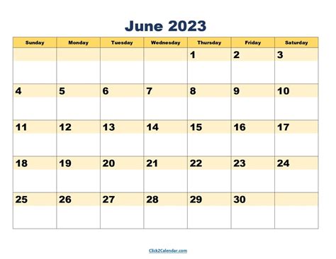 June 2023 Calendar Printable Pdf Free Template With Holidays