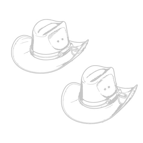 Two Cowboy Hat Design For Download Outline Sketch Drawing Vector