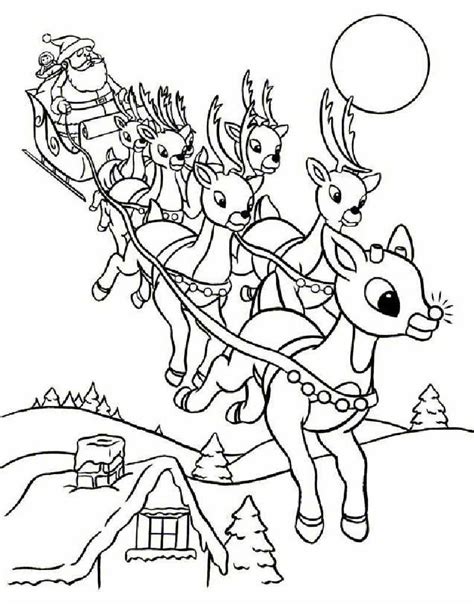Check spelling or type a new query. SANTA'S REINDEER coloring pages - Rudolph and Santa Sleigh ...