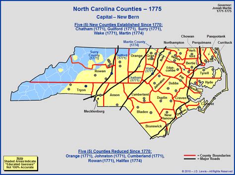 The Royal Colony Of North Carolina Counties As Of 1775