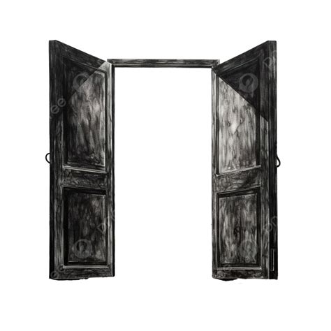 Charcoal Open Door Isolated Door Open Entrance Png Transparent Image