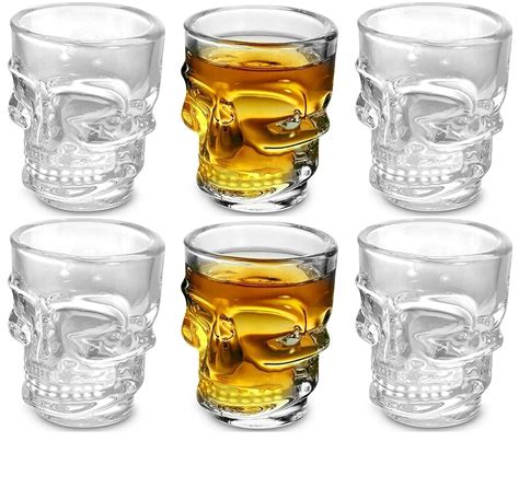 Buy Dropany Skull Face Heavy Base Glass Set Whiskey Glass 6 Pack Perfect For Wine Tasting