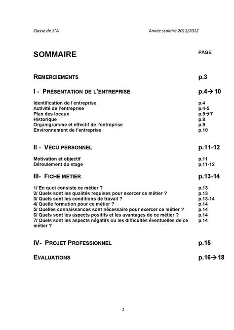 Rapport De Stage Brevet Des Collèges 3ème Stage Organigramme Et