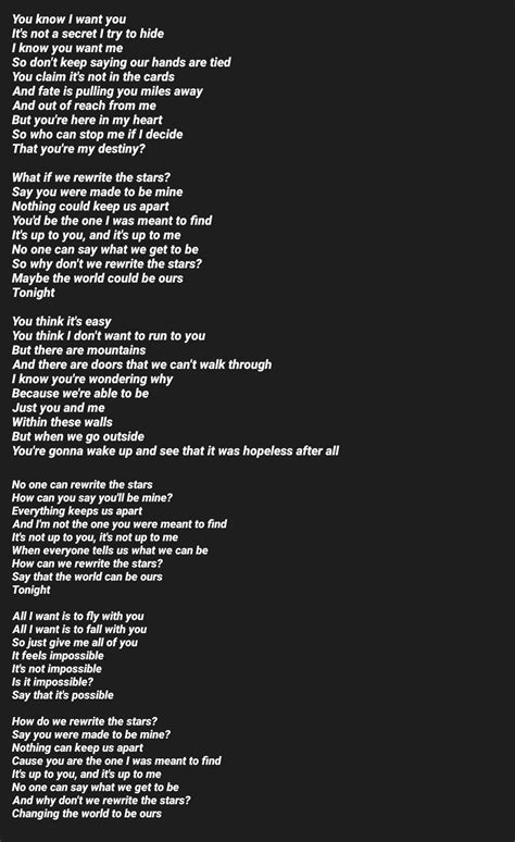 Rewrite The Stars Lyrics Part Credit By Audrey Disney Song