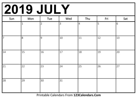 Printable July 2018 Calendar Templates 123calendarscom