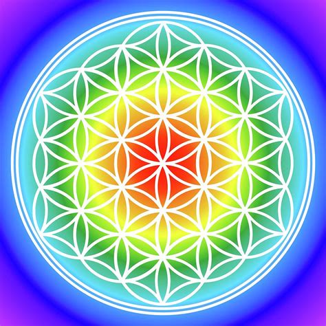 Sacred Geometry Flower Of Life Rainbow Pattern Digital Art By