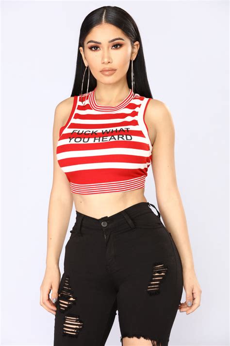 What Did You Hear Ribbed Crop Top Redwhite Fashion Nova Graphic Tees Fashion Nova