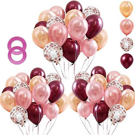 Mioparty™ Rose Gold Burgundy Confetti Balloons Kit 12 Inch Confetti