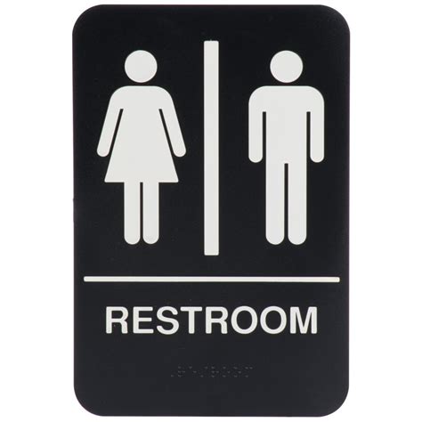 Black And White Unisex Restroom Sign With Braille 9 X 6