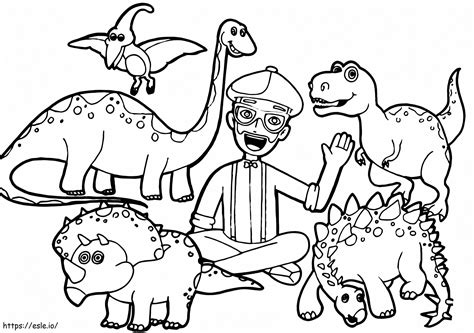 Blippi With Dinosaurs coloring page