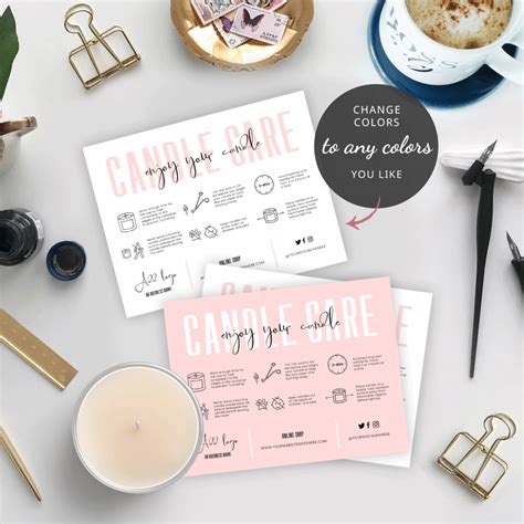 Pourette plastic candle molds are our specialty. Candle Care Template - Pastel Pink Care Guide - Editable Candle Card