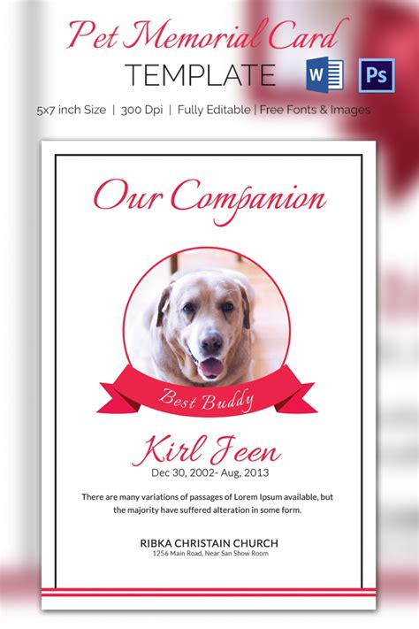 pet memorial card template word psd pages publisher ai design trends premium psd