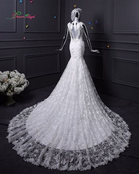 Dream Angel Beaded Lace Mermaid Wedding Dress 2018