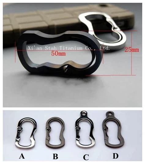 Titanium Ti Key Ring Chain Edc Hook Carabiner For Outdoor Hanging 8gpc
