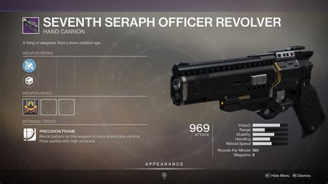 Seventh Seraph Officer Revolver God Roll Destiny 2 Guide Stash