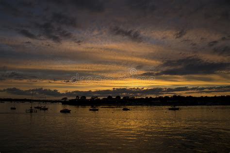 Sunset Over Bay Stock Image Image Of Background Clouds 43046081