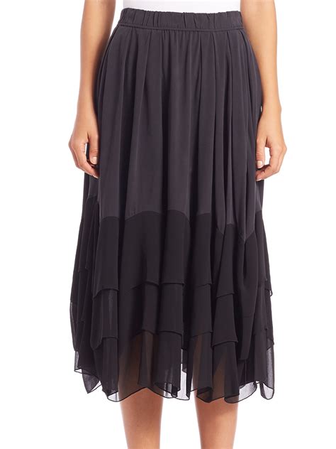 Dkny Tiered Ruffled Midi Skirt In Black Lyst