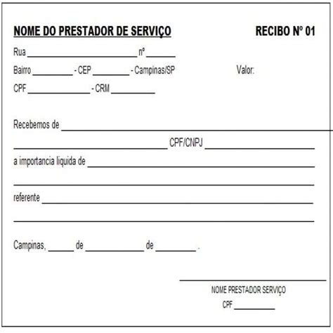 Modelo de Recibo de Serviço Prestado Prestação de serviços Recibo de pagamento Curriculo prontos