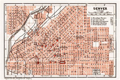 Old Map Of Denver In 1909 Buy Vintage Map Replica Poster Print Or
